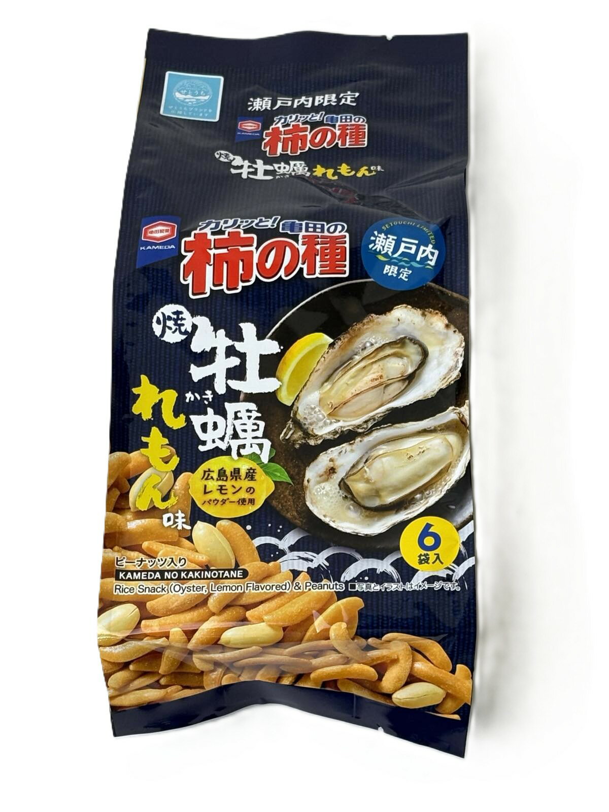 亀田の柿の種 牡蠣れもん味 6袋入 108g 瀬戸内限定 米菓