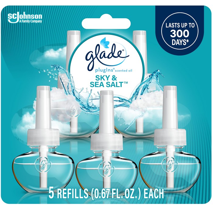 芳香剤 部屋 Glade グレード プラグインオイル 詰め替え リフィル スカイ＆シーソルト 5個セット 20ml×5 コンセント式 室内用 芳香器 アロマ 本体別売