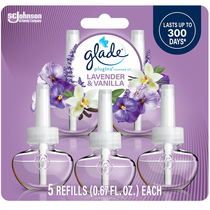 Glade グレード プラグイン 詰め替え 5個セット ラベンダー＆バニラ Scented Oil Refill 芳香剤 コンセント式 アロマオイル 癒やし