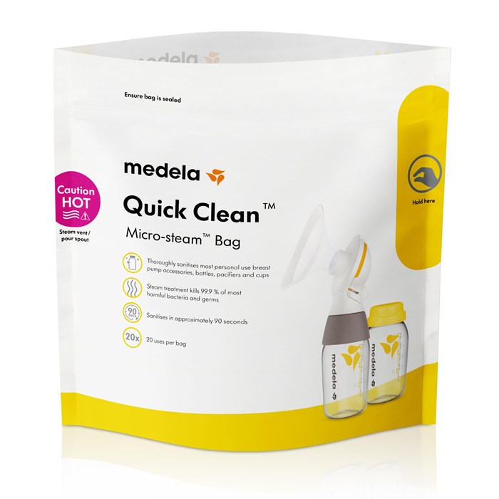 メデラ medela 電子レンジ除菌バッグ クイッククリーン マイクロ・スチームバッグ 5パック 搾乳器 乳首 哺乳瓶 除菌 消毒 洗浄 Quick Clean