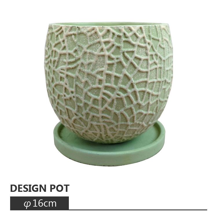 植木鉢 鮮やかなメロン柄ポット UN409-140 5号(16cm) 鉢底穴有り 受け皿付きのサムネイル