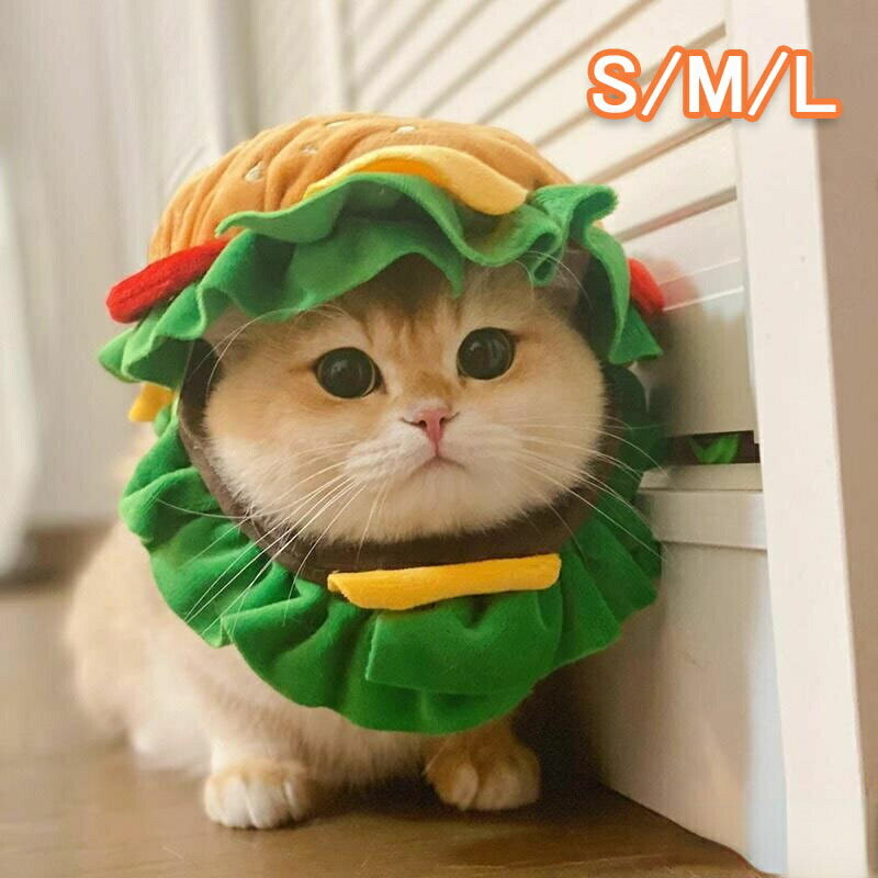 ハンバーガー ネコ 被り物 ハロウィン ペット 帽子 コスプレ 衣装 仮装 コスチュー...