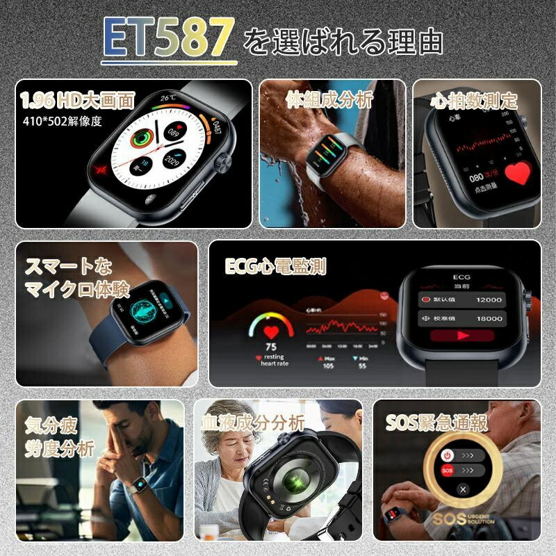 スマートウォッチ 日本製 血圧 心拍数 血糖値...の紹介画像2