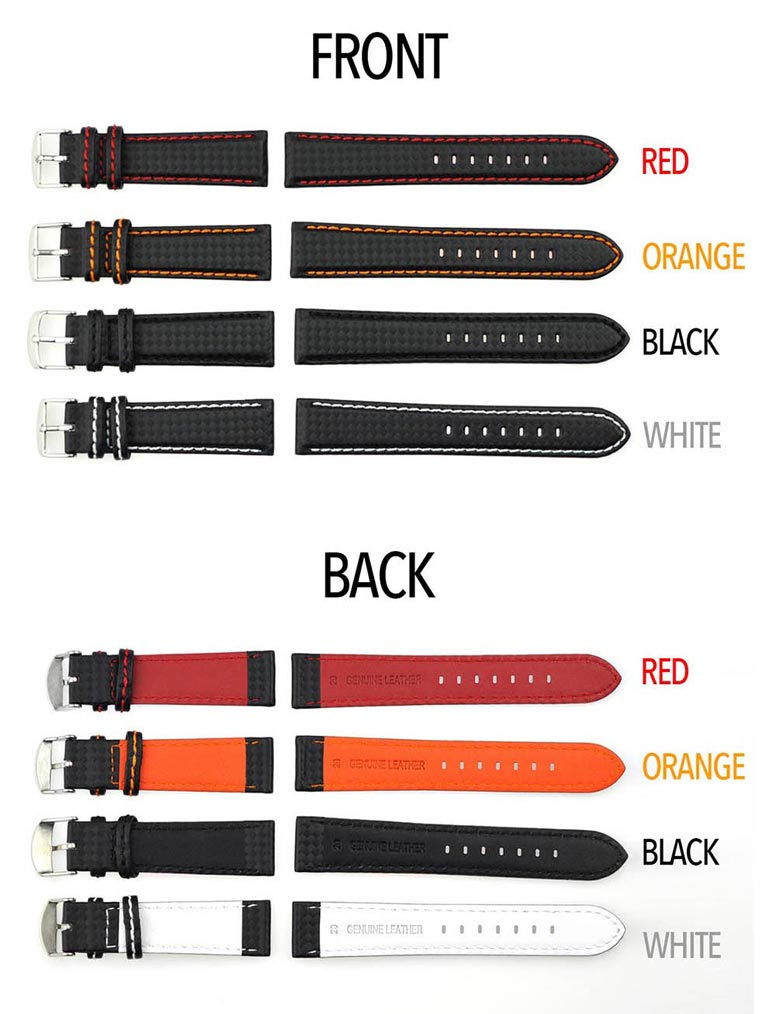 【メール便送料無料】 腕時計ベルト 腕時計バンド 替えストラップ 社外品 汎用カーボンベルト 取付幅18/20/22/24mm (尾錠)ピンバックル付き [ Eight - ECB002 ].