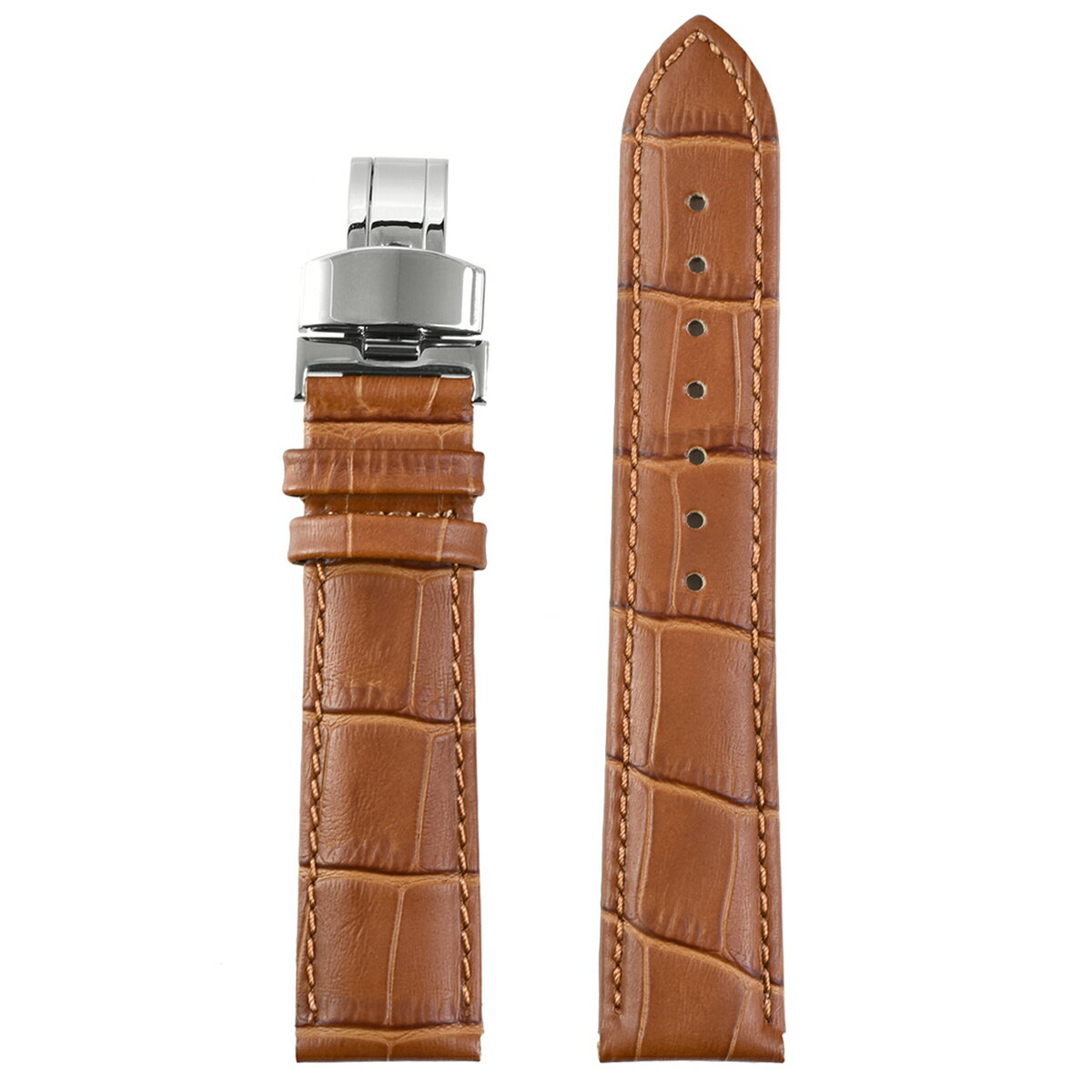 腕時計ベルト 腕時計バンド 替えストラップ 社外品 汎用レザーベルト 革ベルト 取付幅12mm/14mm/16mm/18mm/20mm/21mm/22mm 適用: OMEGA オメガ、JAEGER-LECOULTRE ジャガー・ルクルト (尾錠)Dバックル付き [ Eight - ELB143 ].