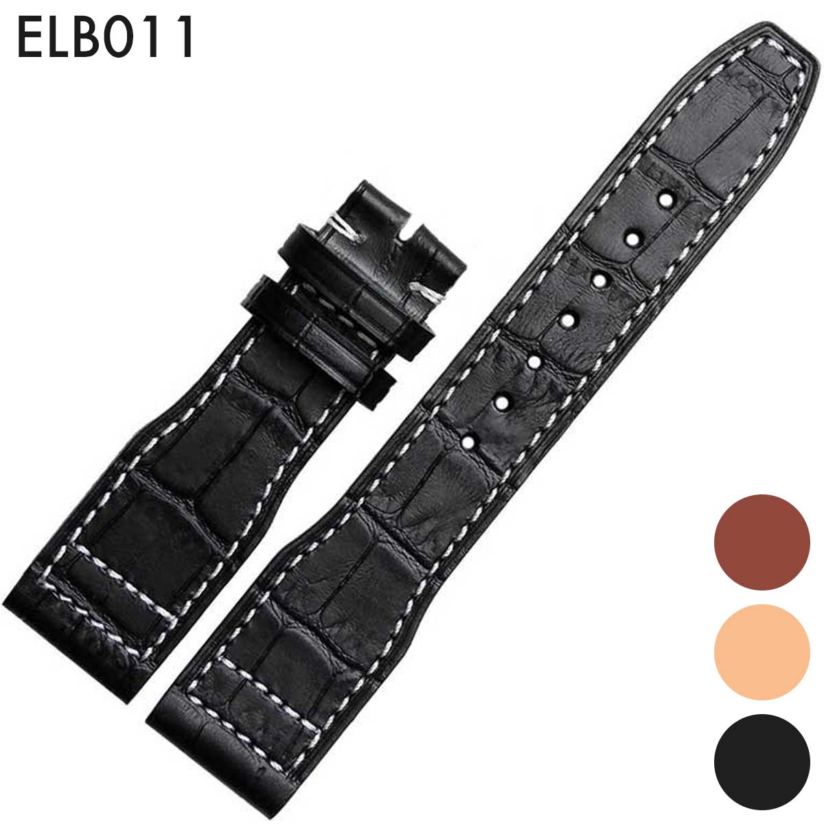 腕時計ベルト 腕時計バンド 替えストラップ 社外品 汎用レザーベルト 革ベルト 取付幅22mm 適用: IWC インターナショナル ウォッチ カンパニー IW377701 MARK16 (尾錠)バックルなし Eight - ELB011