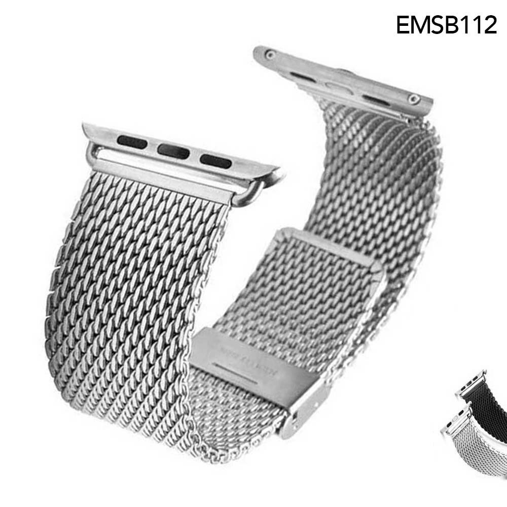 腕時計ベルト 腕時計バンド 替えストラップ 社外品 汎用ステンレスベルト 取付幅AppleWatch 38mm/42mm モデル 適用: AppleWatch アップル・ウォッチ (尾錠)スライドバックル付き [ Eight - EMSB112 ]