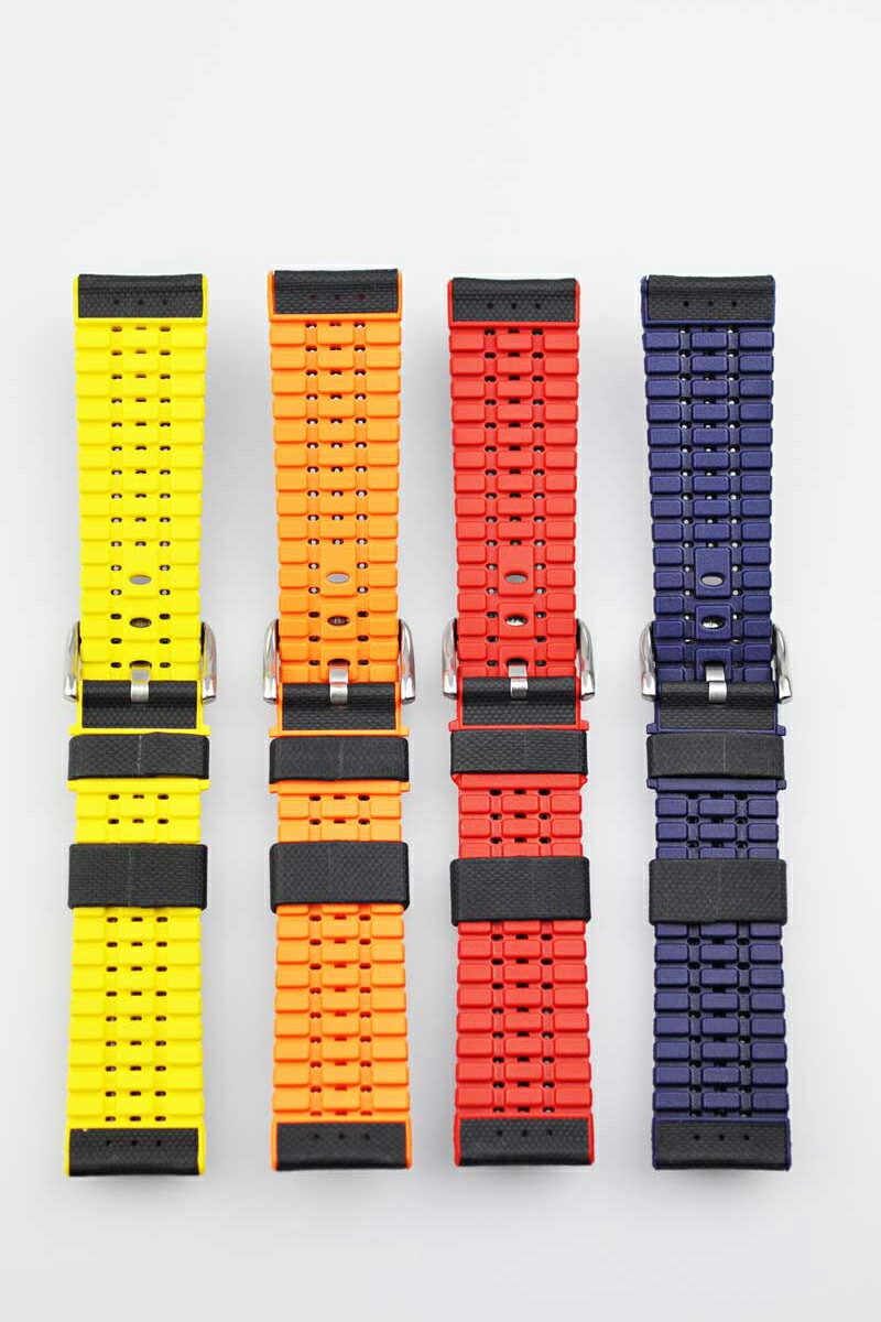 HIRSCH ヒルシュ ROBBY(ロビー) 4色 腕時計ベルト 表トリエステ（帆布） 型押 裏カウチューク(天然ゴム) 20mm/22mm/24mm.