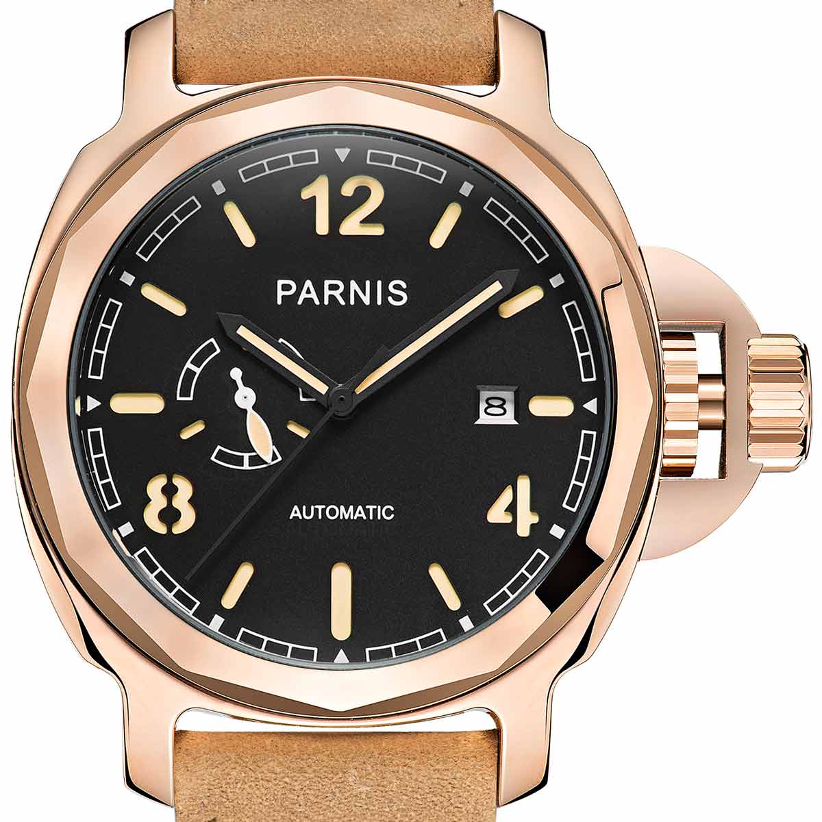 【NEW】PARNIS パーニス 自動巻き 腕時計 [PA6027-S3AL-BKRG] 並行輸入品 純正ケース　メーカー保証12ヶ月