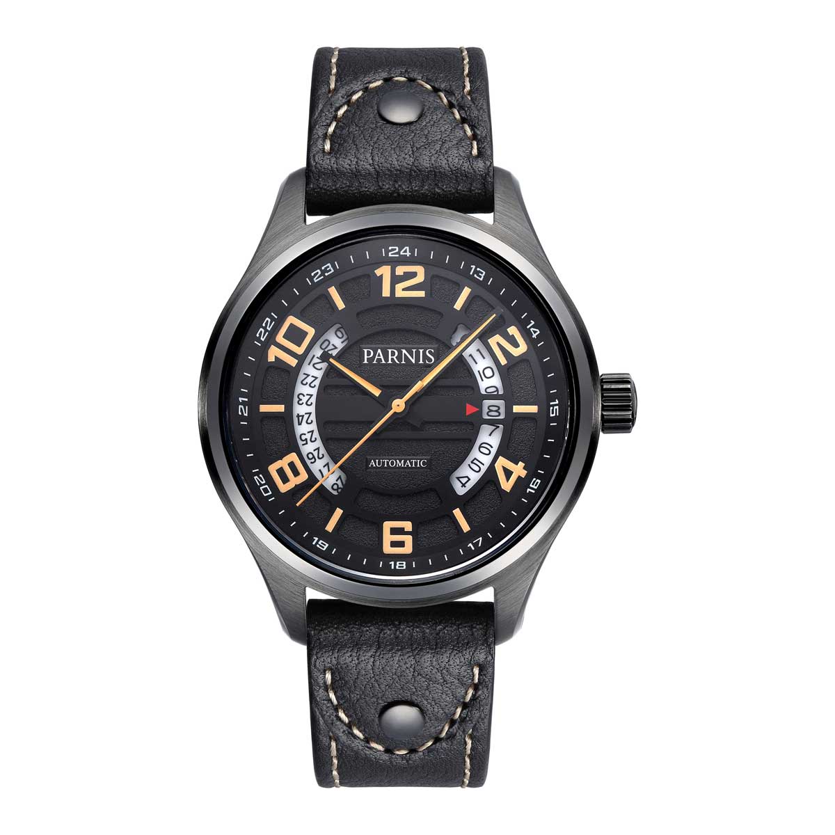 【NEW】PARNIS パーニス 自動巻き 腕時計 [PA6052-S3AL-BKorBK] 並行輸入品 純正ケース　メーカー保証12ヶ月