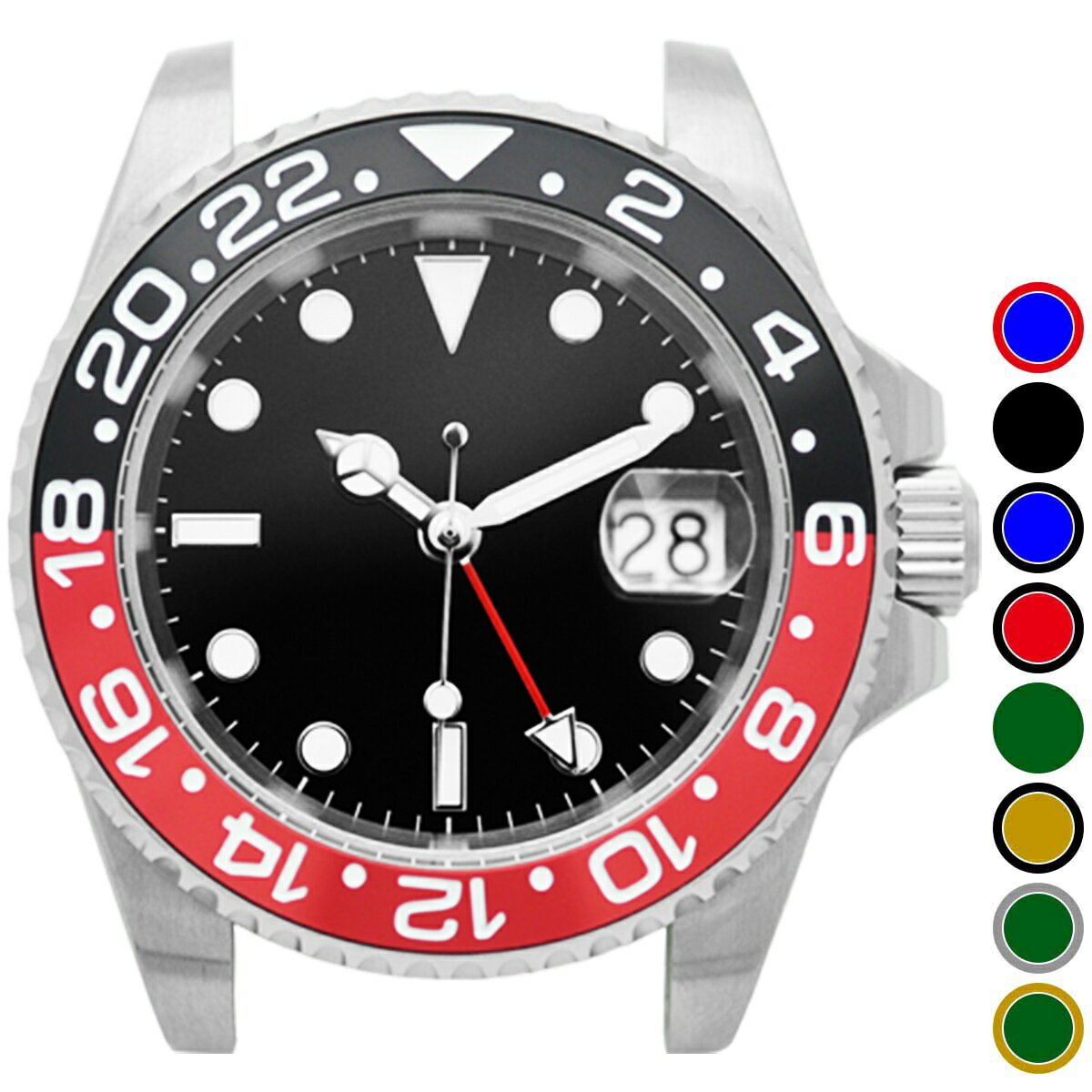 NOLOGO ノーロゴ 電池式クォーツ 腕時計 ムーブメント NL000M 本体のみ/ベルト無し デイト GMT（ワールドタイム） 逆回転防止ベゼル