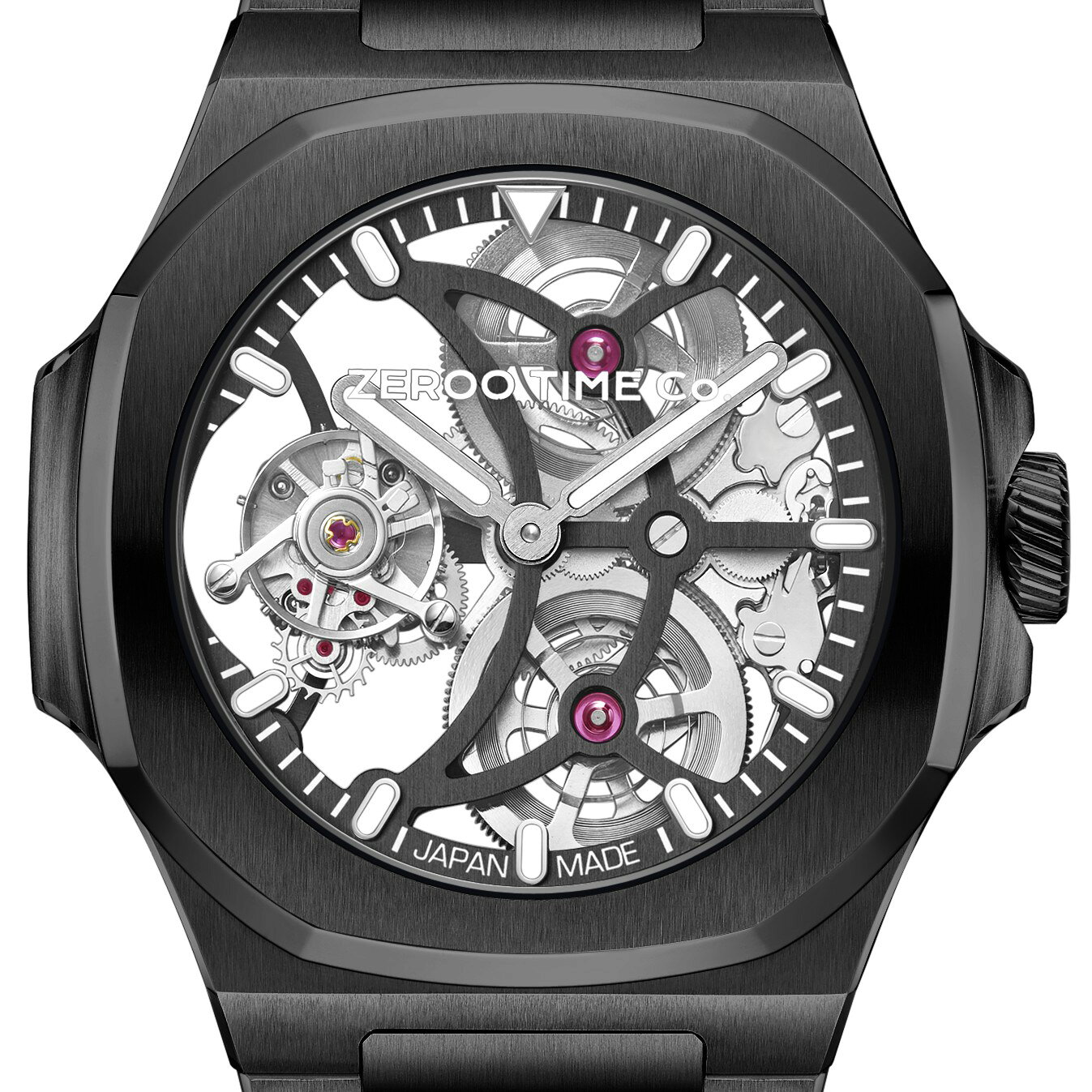 Rakuten - ZEROO ゼロ スケルトントゥールビヨン 腕時計　[ZT007SBK] スイスLuminova（針/インデックス）