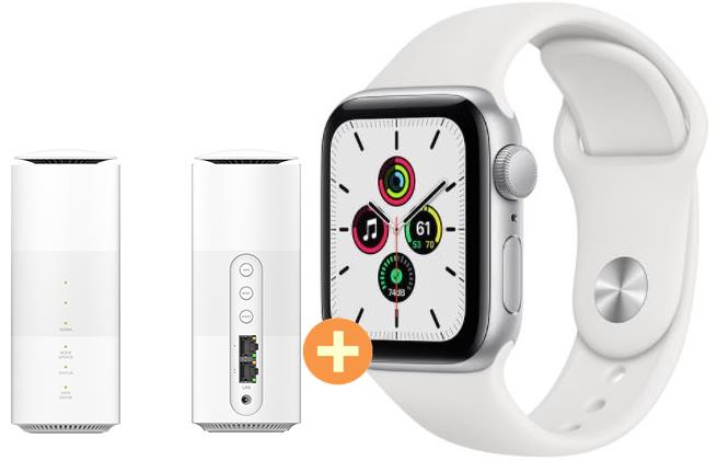 UQ WiMAX 正規代理店 2年契約Apple Watch SE GPSモデル 40mm MYDM2J/A [ホワイトスポーツバンド] + Speed Wi-Fi HOME 5G L11 アップル GPS ウエラブル端末 スマートウォッチ 新品【回線セット販売】B