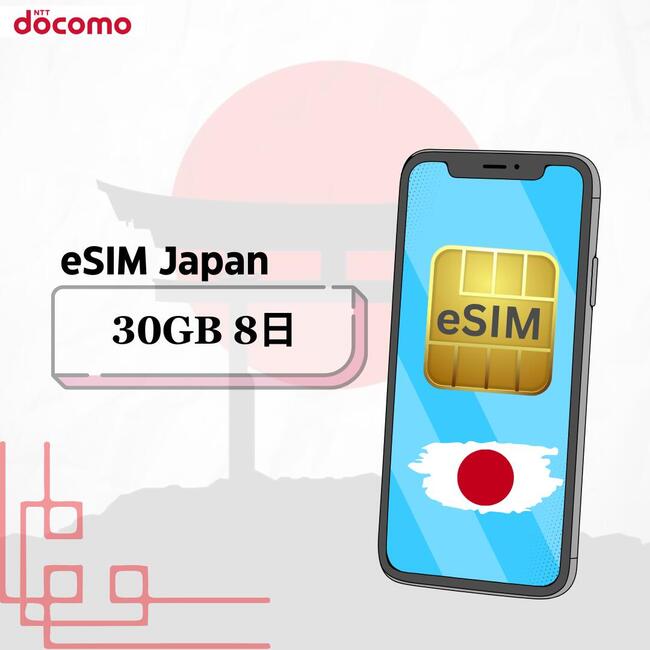 メール納品　eSIM 日本 国内 プリペイドSIM 30GB/8日 プリペイドSIMカード 国内データ通信専用 NTTドコモ回線（docomo 回線）