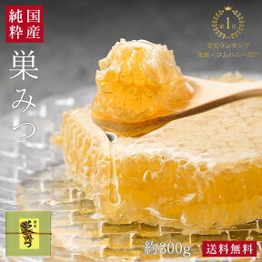 【予約商品7月上発送】国産純粋 巣みつ（巣蜜・コムハニー）約300g 国産蜂蜜 ギフト