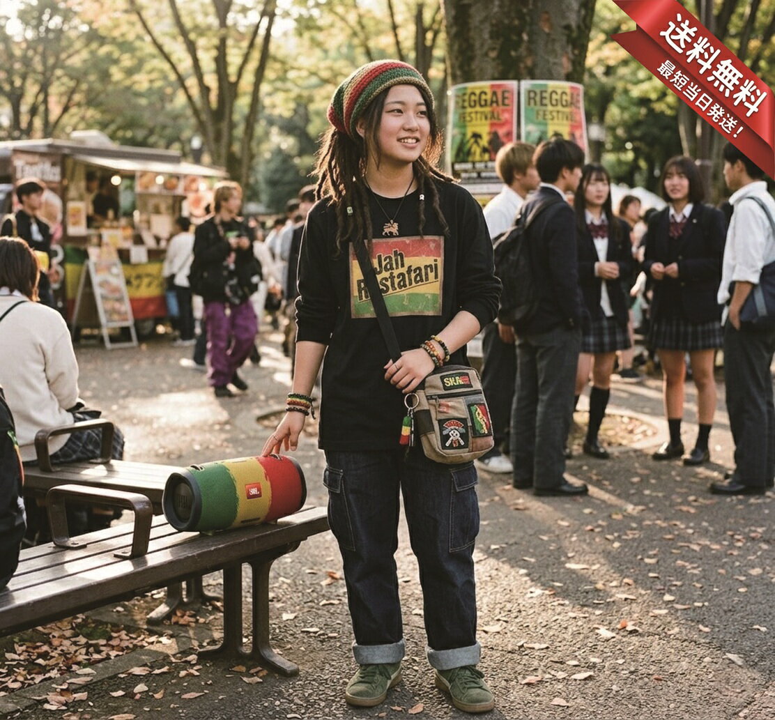 Jah Rastafari ロングTシャツ 5.6オンスヘヴィウェイトTシャツ プリントTシャツ オリジナルTシャツ レゲエ ボブマーリー ラスタ ラスタカラー ラスタファリ ジャマイカ ザイオン バイブス クセ強 TKTKonzern