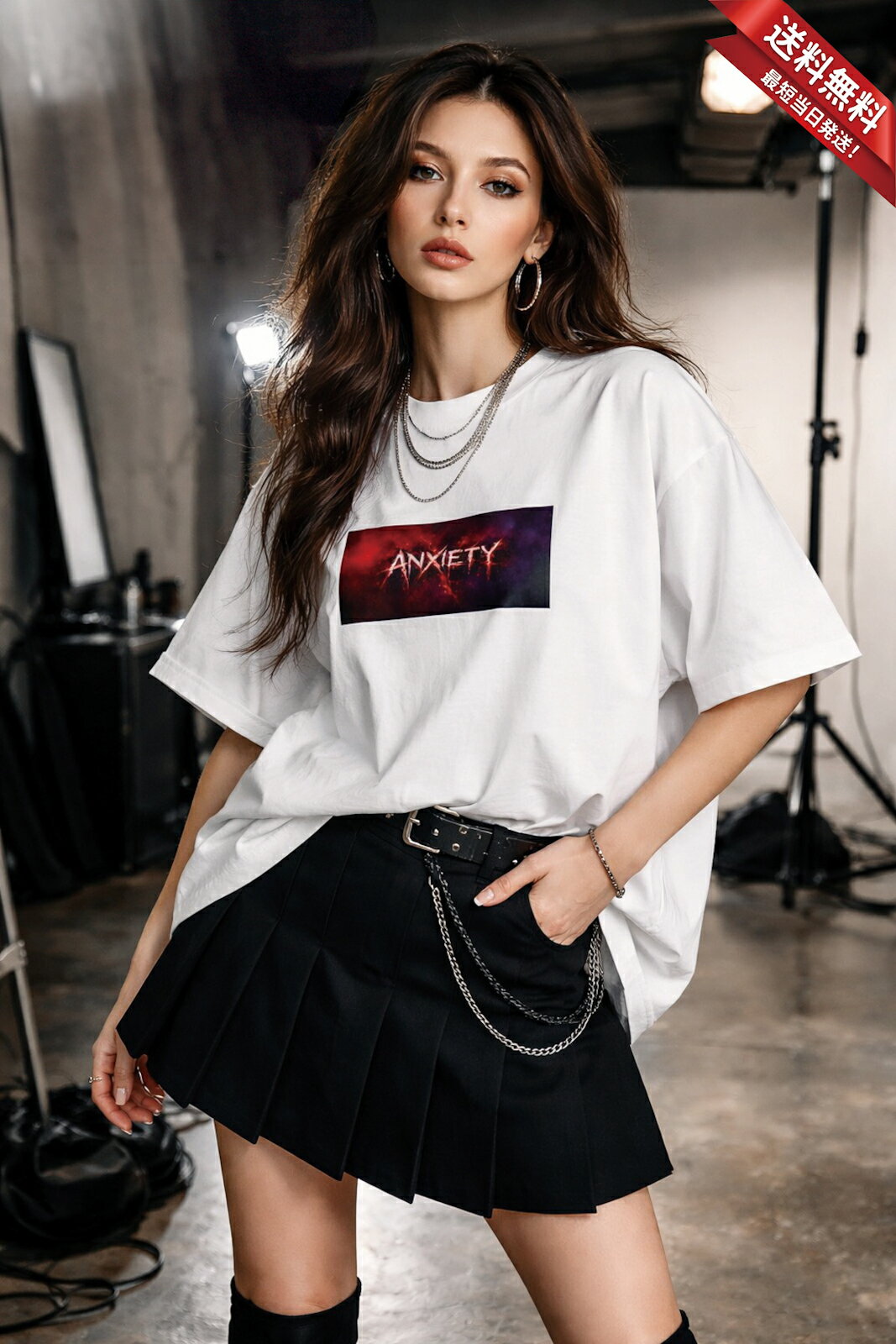 樂天商城 - ANXIETY BIGTシャツ 5.6オンスヘヴィウェイトTシャツ プリントTシャツ オリジナルTシャツ ロゴT ロック パンク ゴシック サブカルチャー 不安 怒り 衝動 心理 葛藤 クセ強 TKTKonzern