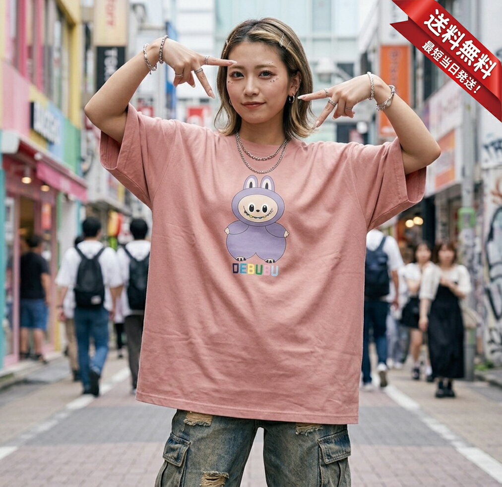 LRBUBU（ラブブ）　ビンテージ風Tシャツ　1枚しかないので早い物勝❣️ ラブブ labubu Tシャツ 半袖 綿 シャツ 夏服 男女用 日常服 丸襟 人気