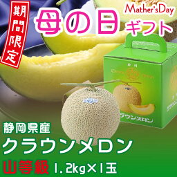 母の日 2024 クラウンメロン 山等級 1.2kg 1玉 静岡県産 めろん ギフト プレゼント