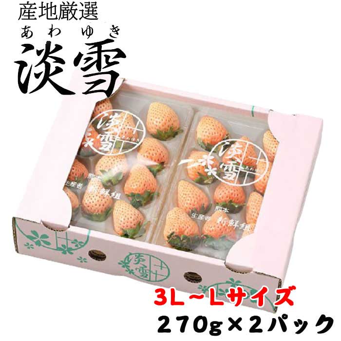 いちご 白いちご 淡雪 あわゆき 秀品　大粒 3L〜Lサイズ 270g×2パック 熊本県産 苺 イチゴ ホワイトデー ギフト お取り寄せ