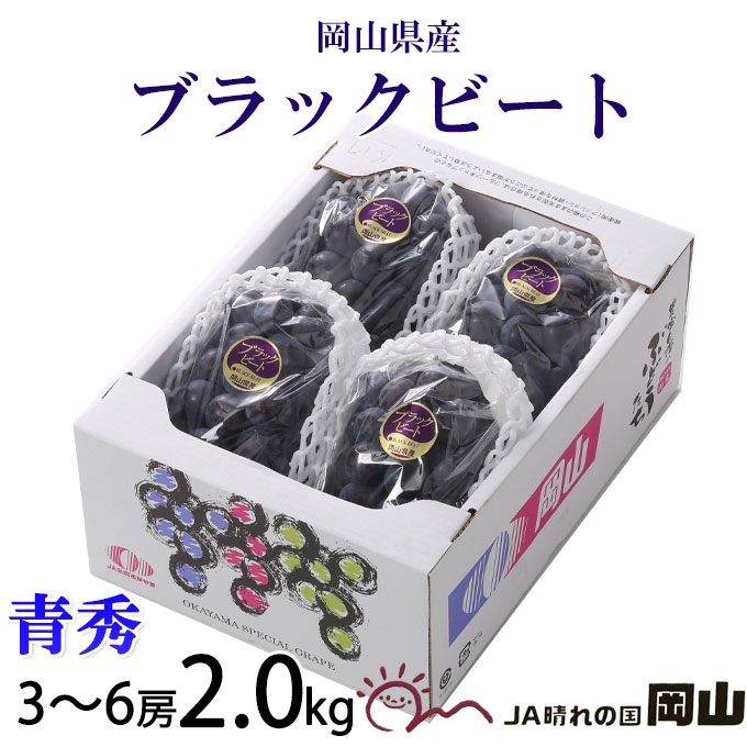 ぶどう お中元 ぶどう ブラックビート 青秀 3～6房 2kg 岡山県産 JAおかやま ギフト 葡萄 ブドウ