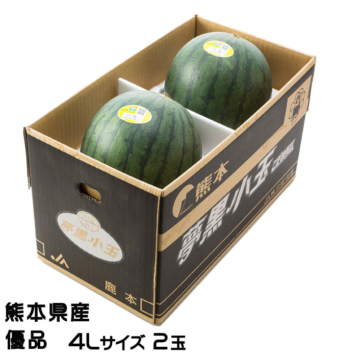 すいか 夢黒小玉すいか 優品 4Lサイズ 2玉入り 6kg 熊本県産 JA鹿本 イカ 西瓜