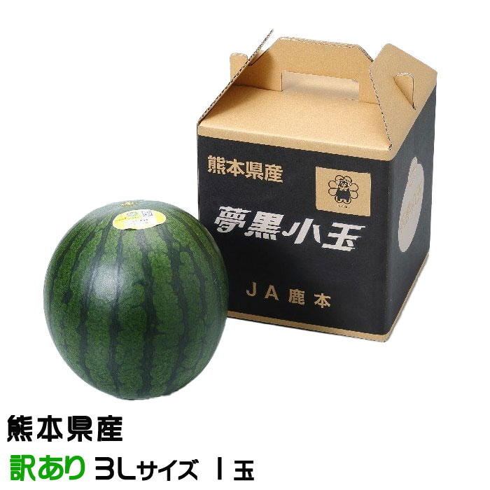 すいか 夢黒小玉すいか 風のいたずら ちょっと訳あり 3Lサイズ 1玉入り 2.5kg 熊本県産 JA鹿本 スイカ 西瓜