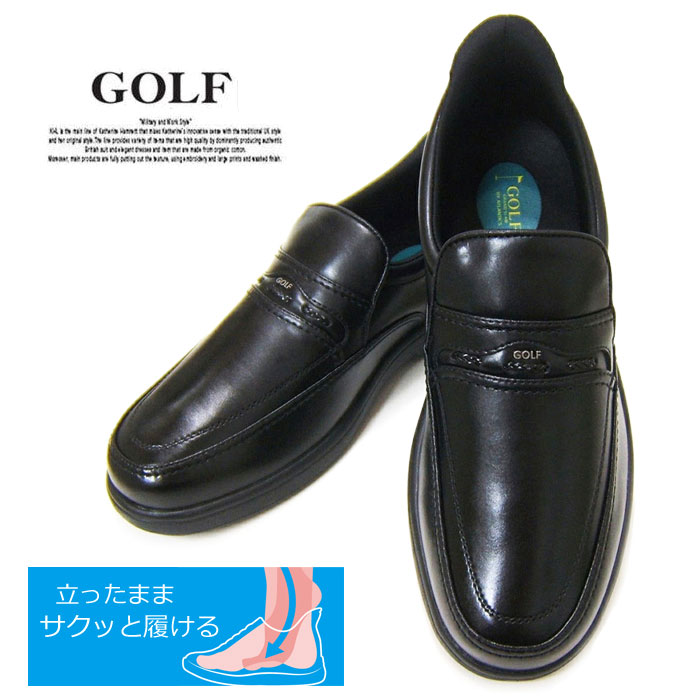 ゴルフ 紳士靴 GOLF 335 ブラック 黒 靴 メンズ コンフォートシューズ 本革 幅広4E アクションレザー ..