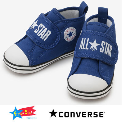 コンバース ベビー オールスター N ビッグロゴ V-1　CONVERSE BABY ALL STAR N BIGLOGO V-1 ネイビー ブルー ファーストシューズ マタニティー キッズ スニーカー 1本ベルト マジックベルト 軽量 子供靴 出産祝い【12.0-15.0cm】