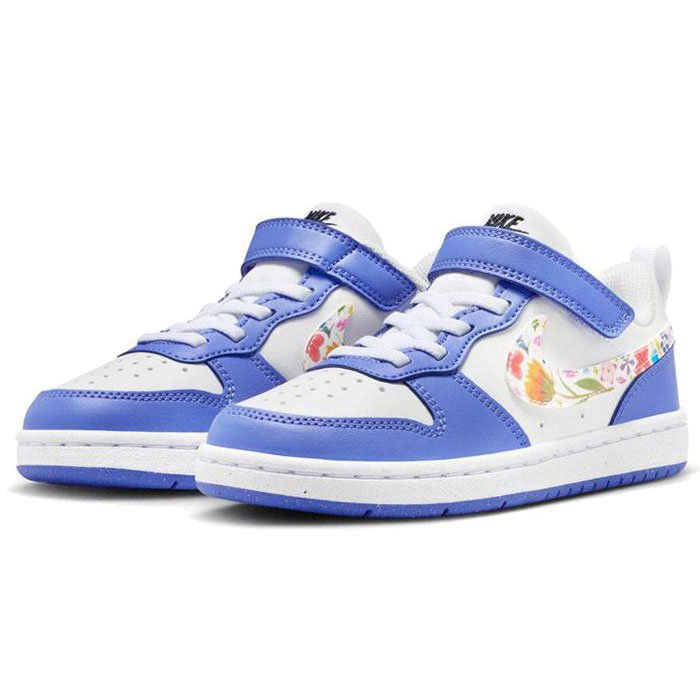 乐天商城 - ナイキ キッズ ジュニア レディース コートボロー ロー フラワー PS ホワイト NIKE COURT BOROUGH LOW FL PS IQ0879-100 ローカット ギフト ブランド 靴