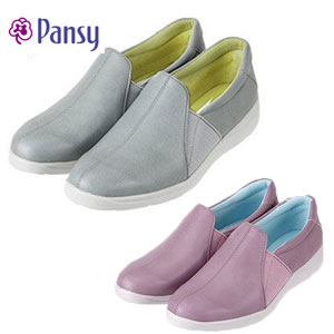 パンジー 靴 Pansy 1377 グレー パープル 軽量スニーカー スリッポン お買い物履き お出かけ 母の日 プレゼント