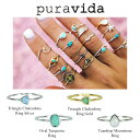 PuraVida プラヴィダ リング Triangle Chalcedony Silver Gold Oval Turquoise Teardrop Moonstone 指輪 シルバー ゴールド スターリングシルバー925 真鍮 18Kゴールドメッキコーティング ジェニュイン ターコイズ レディース メンズ アクセサリ サーフィン ファッション