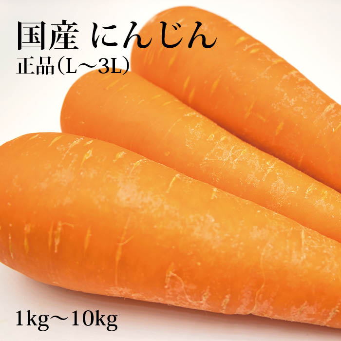 【送料無料】国産にんじん【正品】 （L～3Lサイズ）（約1〜10kg）【人参 国産 新鮮野菜 常備野菜 お買い得】