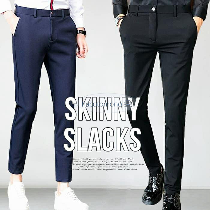 スキニースラックス メンズ スリムパンツ スキニーパンツ ゴルフウェア ロング丈/9分丈 ビジネス ウォッシャブル ノータック