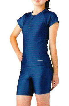【送料無料】日本製 女の子 スクール水着フレンチ袖 セパレーツ 101533S・M・L・LL　セパレートの上着だけです。学校の授業で　使用できる　紺の スイムウエアです。