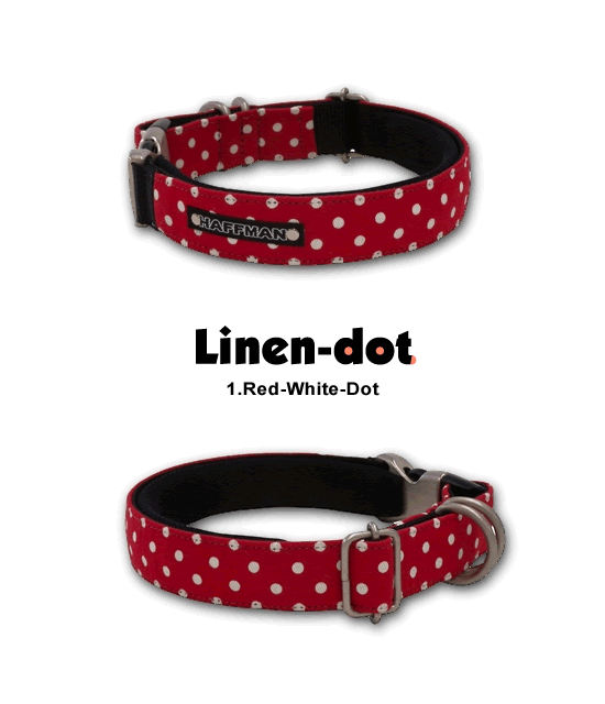 ワンタッチバックル Linen-Dot 25mm幅 犬の体重＝24kgまで