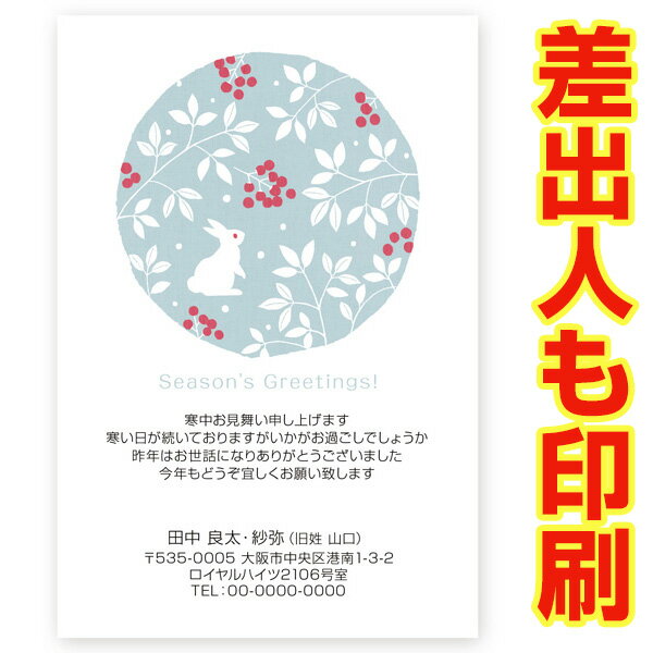 【差出人印刷込み 官製はがき 30枚】 寒中見舞いはがき KS-49 寒中見舞い ハガキ 葉書