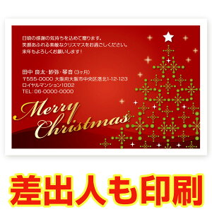 【差出人印刷込み 30枚】 クリスマスカード XS-20 カード クリスマス ハガキ 印刷　Xmasカード 葉書