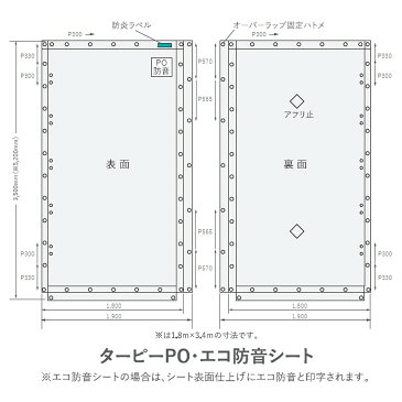 【メーカー公式】防音シート ターピーエコ防音 1.8m×3.4m | ECOBOUON1834 グレー 軽量 軽い 厚さ0.46mm | 防音 防炎 国産 日本製 足場用資材 建設資材 解体 壁面養生 現場 萩原工業 遮音