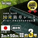 \15日は24h限定 抽選で100%Pバック&ポイント10倍 要エントリー/【☆レビューでプレゼント】【法人様限定】国産防草シート 3m×50m 3年耐候 グラ...