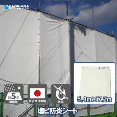 【萩原工業 公式】塩ビ 防炎シート 5.4m×7.2m 養生用 KEB5472 | 日本製 ホワイト