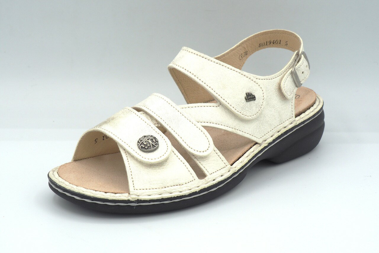 フィンコンフォート ウォーキングシューズ レディース 本革 牛革 マジックベルト サンダル ゴールド ブルー 2562 GOMERA レディースシューズ 歩きや...