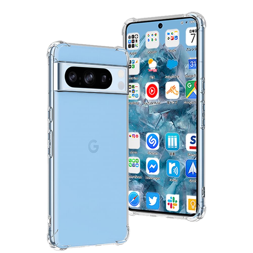 『全面保護』Google Pixel 8 Pro 用のケース ピクセル8プロ 用の保護カバー 薄型 TPU材質 『四隅がエアクッション構造』 耐衝撃 エクスペリア ケース スマホケース 黄変防止/滑り止め/擦り傷防止/柔軟/光沢感/軽·薄/透明