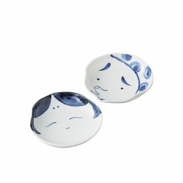 おかめひょっとこ 小皿ペア 波佐見焼 OkameHyottoko small plate pair Hasami ware Japanese ceramic.
