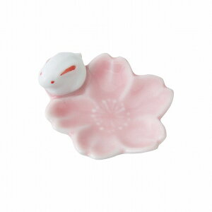 さくら兎 花箸置 桃 波佐見焼 Sakura rabbit flower chopstick spoon rest pink Hasami ware Japanese ceramic.