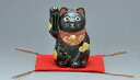 /  u LE|~iji~tj Kyo-yaki. Japanese ceramic ornament. Beckoning cat black. Fortune manekineko.