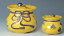 /  ϧ  Ȣ Kyo-yaki. Japanese ceramic Koro incense holder. Yellow treasure back.