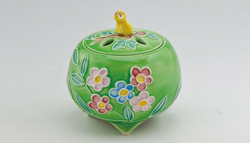 /  F ӂ낤 ؔ Kyo-yaki. Japanese ceramic Koro incense holder. Yellow owl.