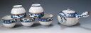/  }{Zbg 푵 юR ؔ Kyo-yaki. Set of Japanese yunomi teacup and kyusu teapot obisansui. Wooden box. Porcelain.