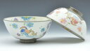京焼/清水焼 陶器 夫婦組飯碗 花おしどり 紙箱入 Kyo-yaki. Set of 2 meshiwan bowl hana oshidori. Paper box. ceramic.